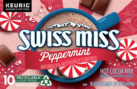 Swiss Miss Milk Hot Cocoa with Peppermint, 10ct K-Cups, Deliciously ...