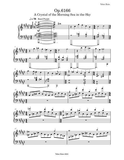 Op6166 A Crystal Of The Morning Sea In The Sky Sheet Music For Piano Solo