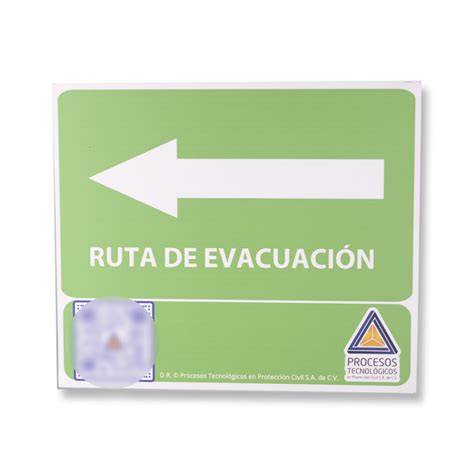 Señal interactiva de Protección Civil RUTA DE EVACUACION IZQUIERDA