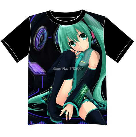 Free Shipping Anime Manga Miku Hatsune Vocaloid T Shirt Women Men Cosplay T Shirt Black Mesh Tee