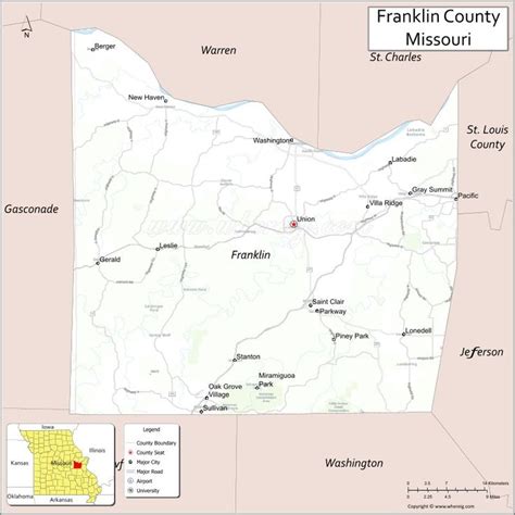 Map Of Franklin County Missouri Showing Cities Highways Important