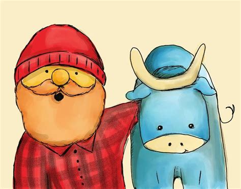 Paul Bunyan And Babe The Blue Ox Watercolor Art Print Etsy Norway