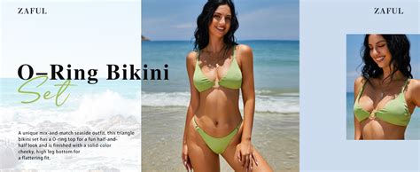 Amazon ZAFUL Women S Ribbed O Ring String Padded Low Waisted Bikini Set Swimsuit Clothing