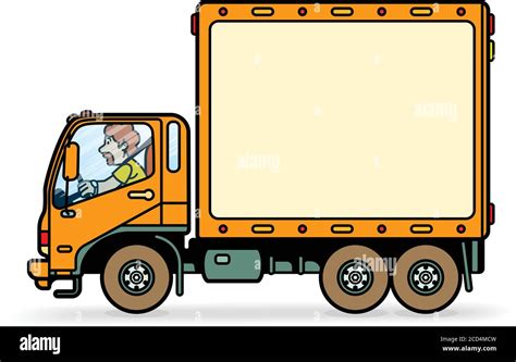 Yellow Truck Isolated On White Delivery Truck Cartoon Vector