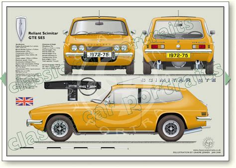 Reliant Scimitar Gte Se5a 1972 75 Classic Car Portrait Print