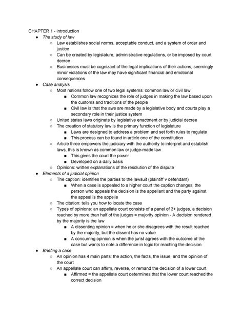 Legal Notes Chapter Outlines For Midterm Exam Chapter 1 Introduction