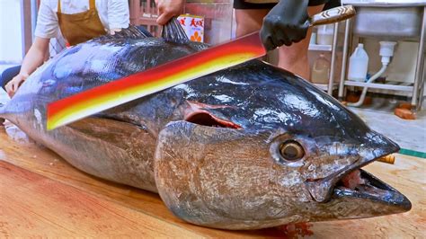 Giant Bluefin Tuna Cutting Skills Tuna Knife Making Bluefin Tuna Roe