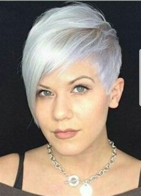 Platinum Asymmetrical Pixie Stylish Short Hair Short Grey Hair Short