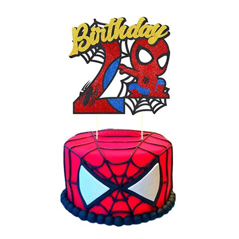 Brokatowy Topper Urodzinowy Na Tort Spider Man Birthday