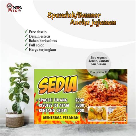 Jual Cetak Banner Spanduk Spanduk Aneka Olahan Jajanan Sosis Seafood