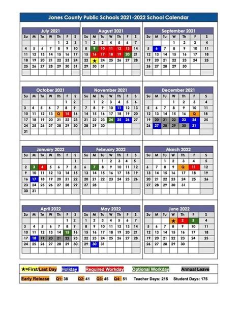 Jones County Public Schools 2021-2022 School Calendar — Neuse News