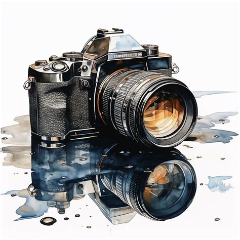 Clipart Slr Camera On Wet Floor Reflect Watercolor Hi Res Jpeg