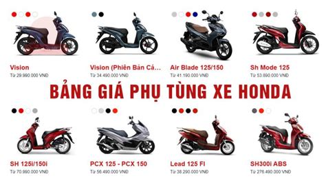 Bảng Giá Phụ Tùng Honda Mới Nhất 2022 Phụ Tùng Xe Honda Phụ Tùng Xe