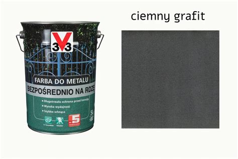 V33 Farba Do Metalu Bezpośrednio Na Rdzę Grafit 5L 10864315173