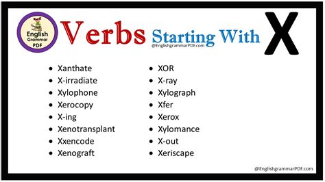 Verbs That Start With X English Grammar Pdf