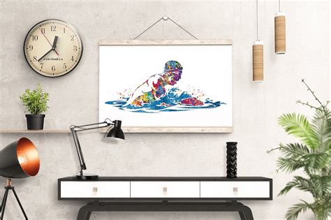 Swimmer Boy Watercolor Print Male Swimmer Art Gift Art Etsy