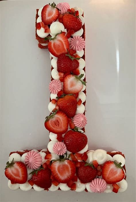 Strawberry St Birthday Number Cake