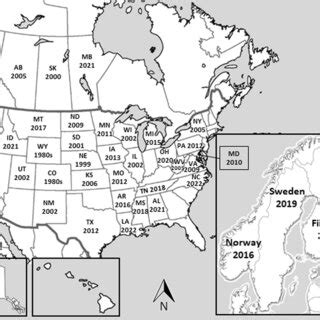 Geographic maps of North America and Europe with the states, provinces ...