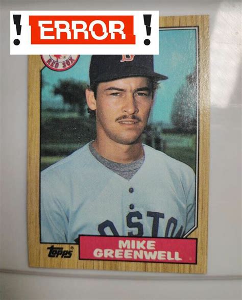 Topps Mike Greenwell Rc Error Variation Blue Line White