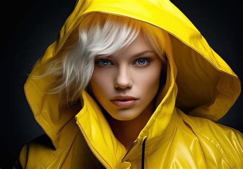 Premium Ai Image A Woman Wearing A Yellow Rain Coat