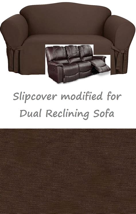 Dual Reclining Sofa Slipcover Cotton Chocolate Sure Fit Recliner Couch