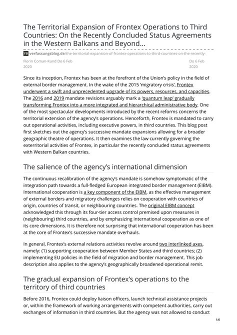 (PDF) The Territorial Expansion of Frontex Operations to Third ...