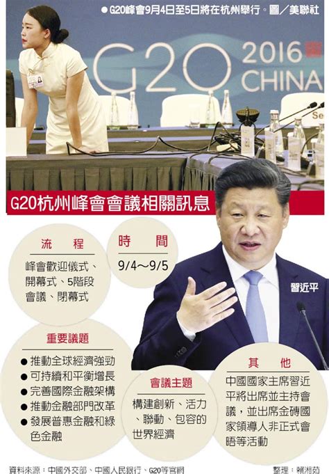 G20峰會9月4日杭州登場 習近平將出席 財經 工商時報