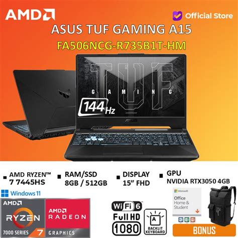 Promo ASUS TUF Gaming A15 FA506NCG Ryzen 7 7445HS RTX3050 4GB/ 8GB ...