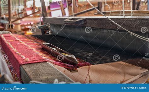 Weaving Shuttle on Loom with Traditional Thai Silk Stock Photo - Image ...