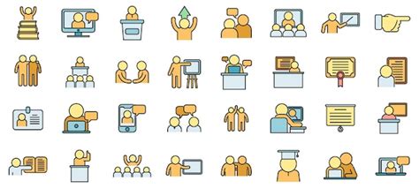 Premium Vector Mentor Icons Set Vector Color Line