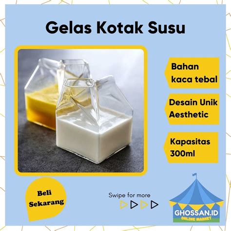 Jual Gelas Kotak Susu Kaca One Two Cups Gelas Kaca Susu Borosilicate