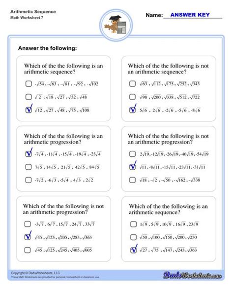 Arithmetic Sequences Worksheets Library