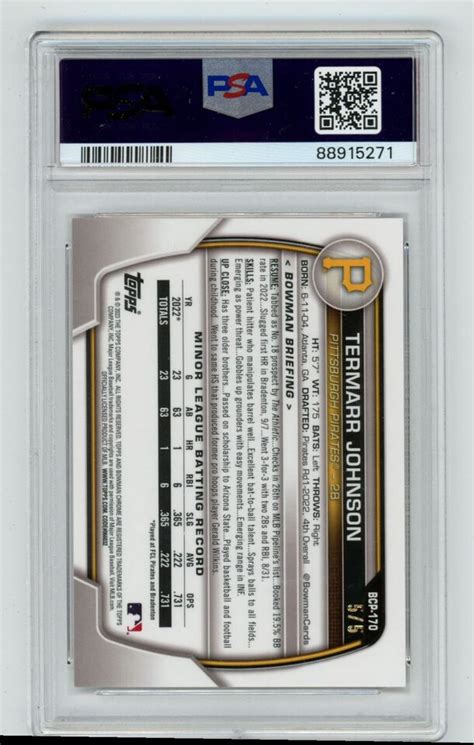 Termarr Johnson 2023 Topps Bowman Chrome M B Red PSA 8 5 5 StBe BCP