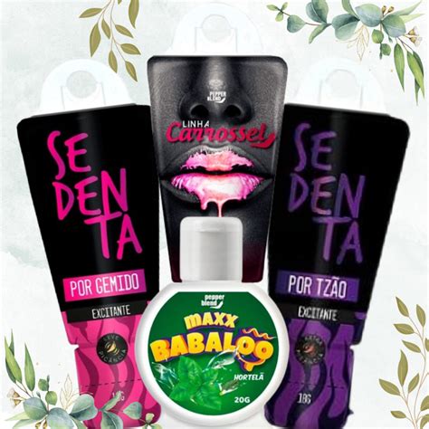 Sex Shop Kit Geis Lubrificantes Carrossel Sedenta por Tzão Sedenta por Gemido Maxx Babaloo