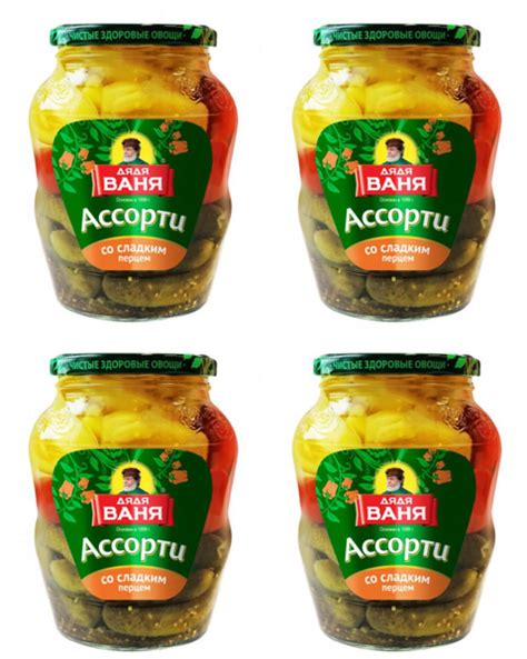 Дядя Ваня Ассорти овощное маринованное со сладким перцем, 680 г, 4 шт ...