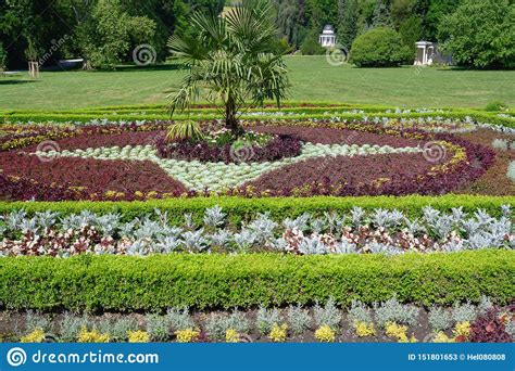 Flowerbed At Castle Wilhelmhohe In Mountainpark Bergpark Castle Park