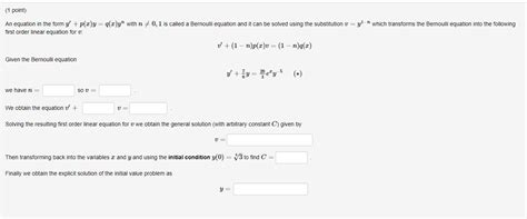 Solved 1 Point An Equation In The Form Y P X Y Q X Y”