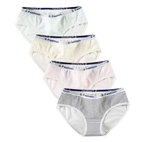 Pcs Lot Women Sexy Briefs Cotton Underwear Stripe Panties Soft