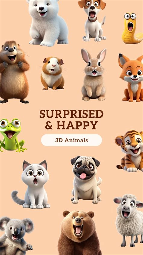 3d Happy Animal Characters Editable Premium Editable Design Rawpixel