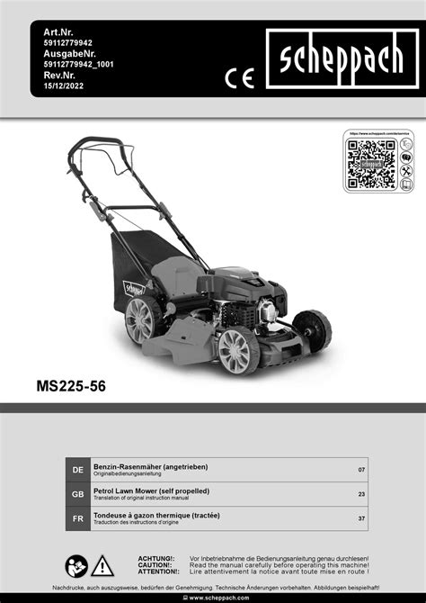 SCHEPPACH MS225 56 TRANSLATION OF ORIGINAL INSTRUCTION MANUAL Pdf