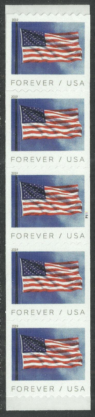 Scott 5342 The 2019 Forever Flag Coil PN 5 Plate Number P1111