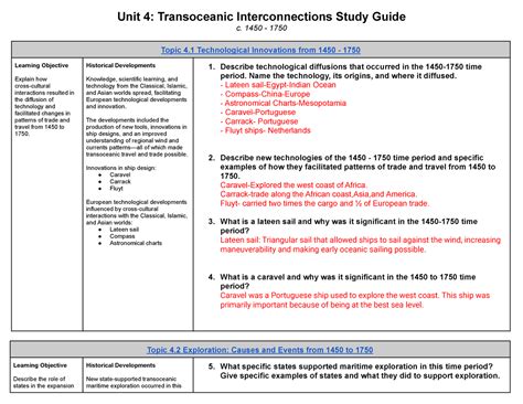 EH AP World History Unit 4 Study Guide Unit 4 Transoceanic