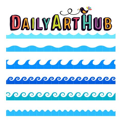 Ocean and Sea Waves Icons Clip Art Set – Daily Art Hub // Graphics, Alphabets & SVG