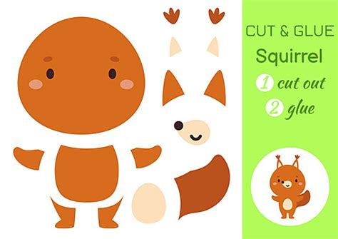 Preschool Squirrel Craft With Cut And Glue Paper Vector, Paper, Create ...