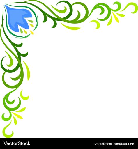 Doodle color abstract flower corner frame Vector Image