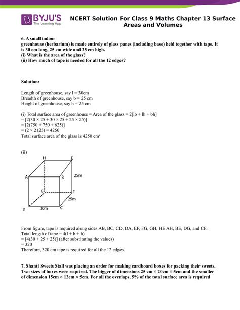 NCERT Solutions Class 9 Maths Chapter 13 Surface Area And Volume