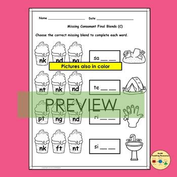 Final Consonant Blends Clusters Endings Worksheets Summer Tpt