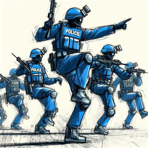 Elite Police Tactical Team Advancing in a Mission: an Illustration ...