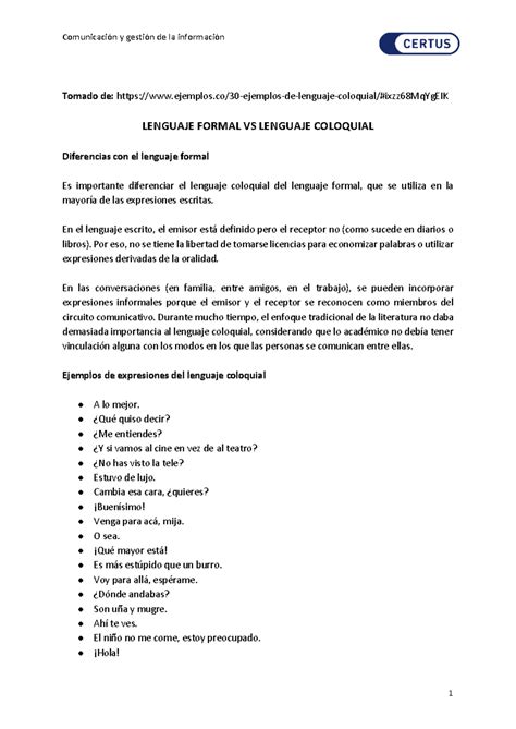 Lenguaje Formal E Informal Ejemplos 2