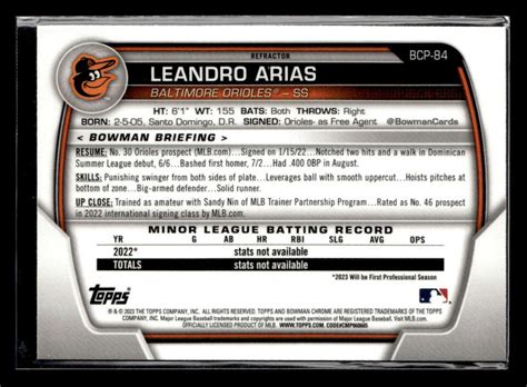 Bowman Bcp Leandro Arias Chrome Prospects Lunar Glow